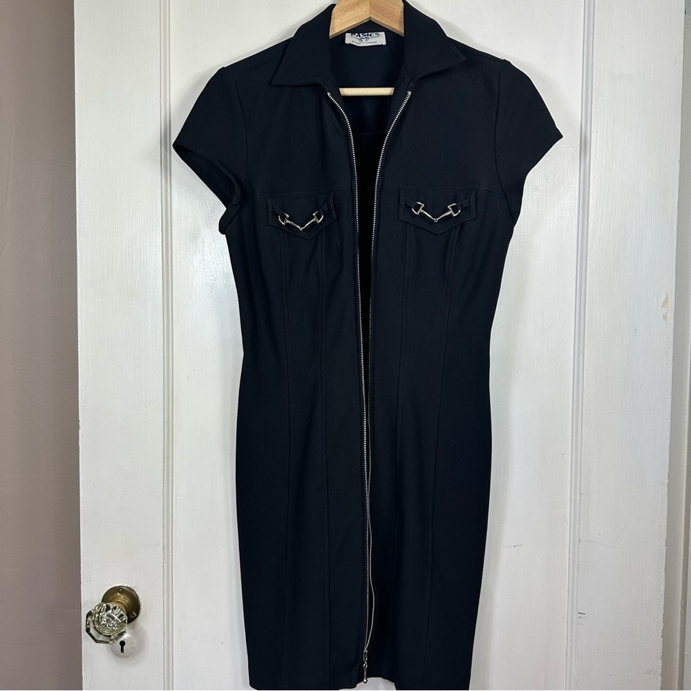 Vintage 90's Basics Moto Zip  Up Collared Mini Dress